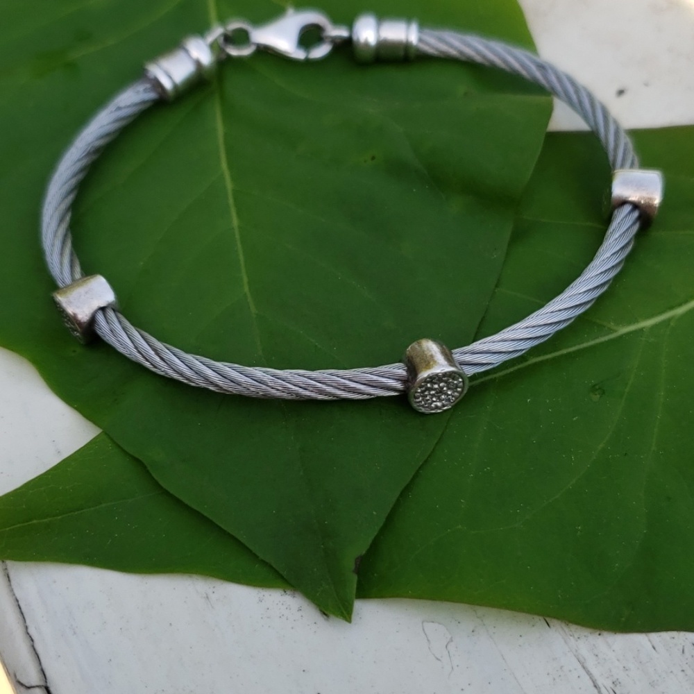 Steel cable, diamond bracelet